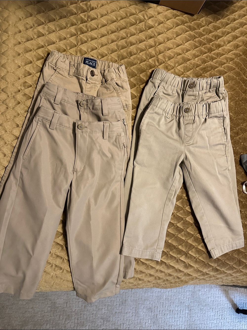 Lands End and The Children's Place Boys Uniform Beige/Tan Chino Pants Set